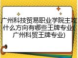 广州科技贸易职业学院主攻什么方向有哪些王牌专业(广州科贸王牌专业)