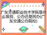 广东交通职业技术学院是什么级别，公办还是民办(广东交通公办院校)