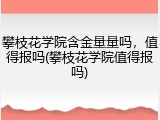 攀枝花学院含金量量吗，值得报吗(攀枝花学院值得报吗)