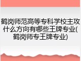鹤岗师范高等专科学校主攻什么方向有哪些王牌专业(鹤岗师专王牌专业)
