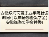 安徽绿海商务职业学院就读期间可以申请哪些奖学金(安徽绿海奖学金种类)