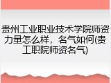 贵州工业职业技术学院师资力量怎么样，名气如何(贵工职院师资名气)