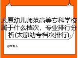 太原幼儿师范高等专科学校属于什么档次，专业排行分析(太原幼专档次排行)