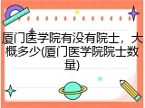 厦门医学院有没有院士，大概多少(厦门医学院院士数量)