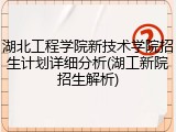 湖北工程学院新技术学院招生计划详细分析(湖工新院招生解析)