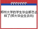 郑州大学的学生毕业都怎么样了(郑大毕业生去向)