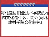 河北建材职业技术学院的校园文化是什么，简介(河北建材学院文化特色)