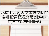 北京中医药大学东方学院的专业设置概况介绍(北中医东方学院专业概览)