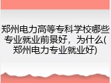 郑州电力高等专科学校哪些专业就业前景好，为什么(郑州电力专业就业好)