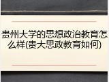 贵州大学的思想政治教育怎么样(贵大思政教育如何)
