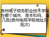 贵州电子商务职业技术学院在哪个城市，是本科吗，第几批(贵州电商学院地址及批次)