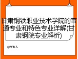 甘肃钢铁职业技术学院的普通专业和特色专业详解(甘肃钢院专业解析)