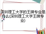 深圳理工大学的王牌专业是什么(深圳理工大学王牌专业)
