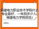 福建电力职业技术学院什么专业最好，一年招多少人(福建电力学院招生)