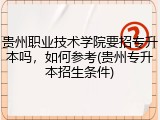 贵州职业技术学院要招专升本吗，如何参考(贵州专升本招生条件)