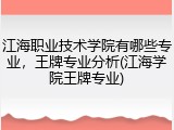 江海职业技术学院有哪些专业，王牌专业分析(江海学院王牌专业)