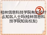 桂林信息科技学院有出过什么知名人士吗(桂林信息科技学院知名校友)