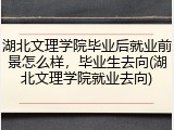 湖北文理学院毕业后就业前景怎么样，毕业生去向(湖北文理学院就业去向)