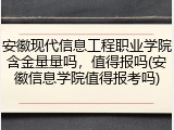 安徽现代信息工程职业学院含金量量吗，值得报吗(安徽信息学院值得报考吗)