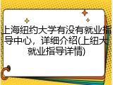 上海纽约大学有没有就业指导中心，详细介绍(上纽大就业指导详情)