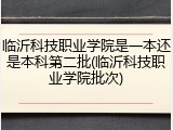 临沂科技职业学院是一本还是本科第二批(临沂科技职业学院批次)