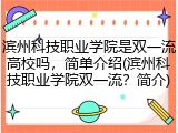 滨州科技职业学院是双一流高校吗，简单介绍(滨州科技职业学院双一流？简介)