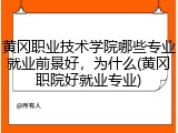 黄冈职业技术学院哪些专业就业前景好，为什么(黄冈职院好就业专业)