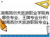 湖南高尔夫旅游职业学院有哪些专业，王牌专业分析(湖南高尔夫旅游职院专业)