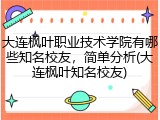 大连枫叶职业技术学院有哪些知名校友，简单分析(大连枫叶知名校友)