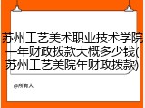 苏州工艺美术职业技术学院一年财政拨款大概多少钱(苏州工艺美院年财政拨款)