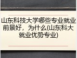 山东科技大学哪些专业就业前景好，为什么(山东科大就业优势专业)