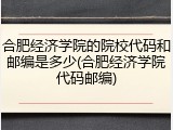 合肥经济学院的院校代码和邮编是多少(合肥经济学院代码邮编)