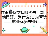 甘肃警察学院哪些专业就业前景好，为什么(甘肃警院就业优势专业)