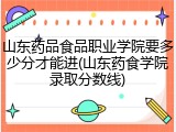 山东药品食品职业学院要多少分才能进(山东药食学院录取分数线)