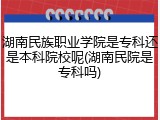 湖南民族职业学院是专科还是本科院校呢(湖南民院是专科吗)