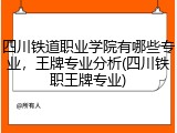 四川铁道职业学院有哪些专业，王牌专业分析(四川铁职王牌专业)