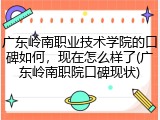 广东岭南职业技术学院的口碑如何，现在怎么样了(广东岭南职院口碑现状)