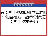 云南国土资源职业学院有哪些知名校友，简单分析(云南国土校友分析)