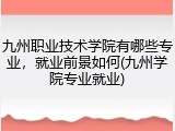 九州职业技术学院有哪些专业，就业前景如何(九州学院专业就业)