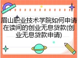 眉山职业技术学院如何申请在读间的创业无息贷款(创业无息贷款申请)