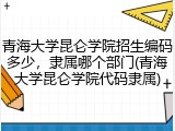 青海大学昆仑学院招生编码多少，隶属哪个部门(青海大学昆仑学院代码隶属)