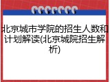 北京城市学院的招生人数和计划解读(北京城院招生解析)