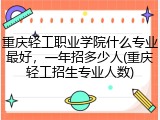 重庆轻工职业学院什么专业最好，一年招多少人(重庆轻工招生专业人数)