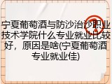 宁夏葡萄酒与防沙治沙职业技术学院什么专业就业比较好，原因是啥(宁夏葡萄酒专业就业佳)
