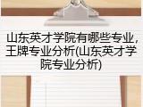 山东英才学院有哪些专业，王牌专业分析(山东英才学院专业分析)
