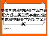 安徽国防科技职业学院共开设有哪些类型奖学金(安徽国防科技职业学院奖学金种类)