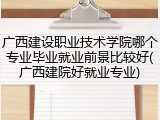 广西建设职业技术学院哪个专业毕业就业前景比较好(广西建院好就业专业)