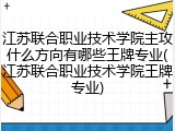 江苏联合职业技术学院主攻什么方向有哪些王牌专业(江苏联合职业技术学院王牌专业)