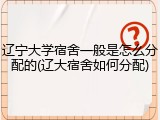 辽宁大学宿舍一般是怎么分配的(辽大宿舍如何分配)