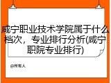 咸宁职业技术学院属于什么档次，专业排行分析(咸宁职院专业排行)